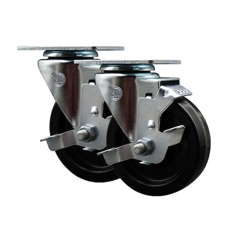 Service Caster Avantco 17700901559L Replacement Casters with Brakes, 2PK AVA-SCC-20S414-PHS-TLB-2
